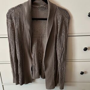 Elegant Brown LOFT Open-Front 100% cotton Sweater